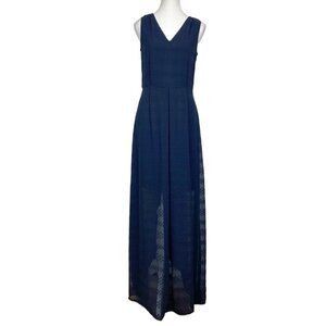 MICHAEL MICHAEL KORS NAVY DOTS APPLIQUE V-NECK SLEEVELESS MAXI DRESS - 2